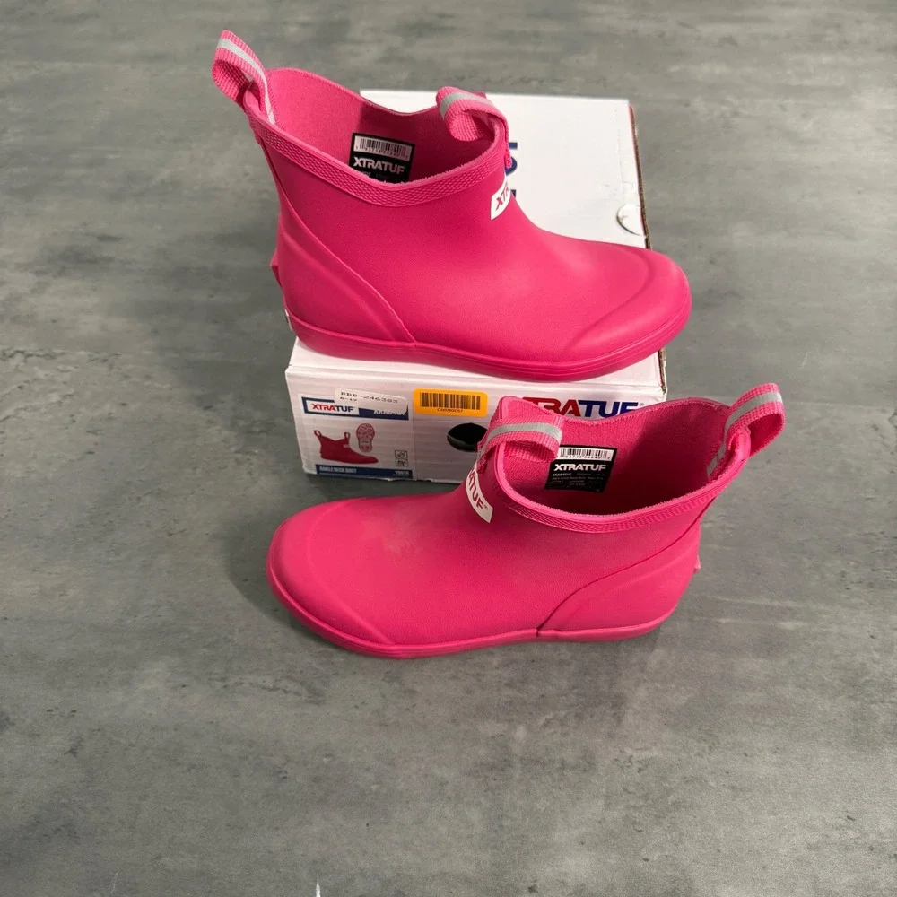 XTRATUF Ankle Deck Boot Kids 13M Neon Pink Waterproof Rubber XKAB451C Rain Boots